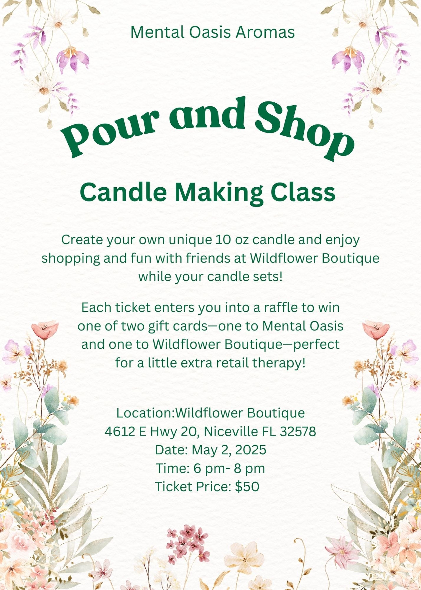 Pour and Shop- Wildflower Boutique